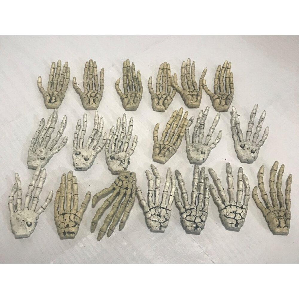 Mini Skeleton Hands Halloween Decor Creepy Cake Topper 2.5" Set of 19